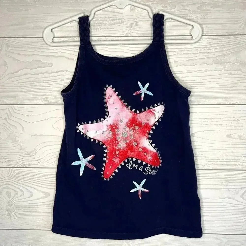 Old Navy Faded Glory Girls Tank Top2 pc Bundle Size 5 XS Floral Starfish Summer